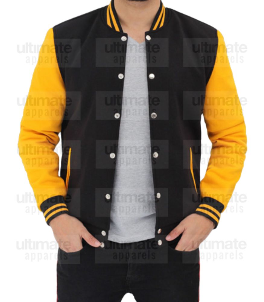 Men's Black and Yellow Varsity Jacket