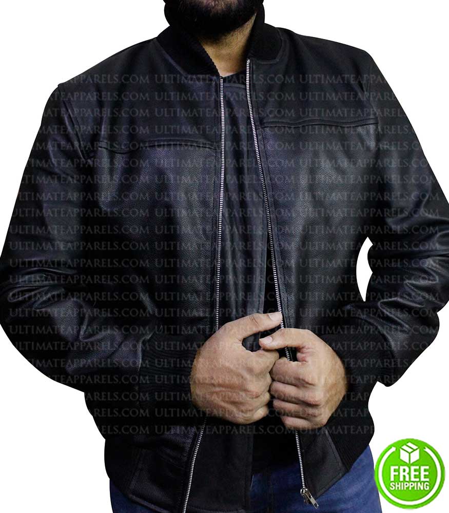 BLACK BOMBER LEATHER JACKET