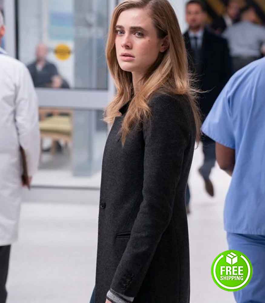 MANIFEST MELISSA ROXBURGH (MICHAELA STONE) BLACK WOOL COAT