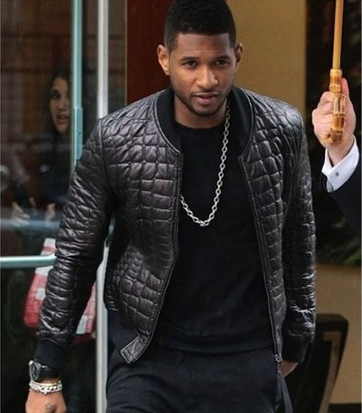 DRAKE QUILTED BLACK BOMBER LEATHER JACKET