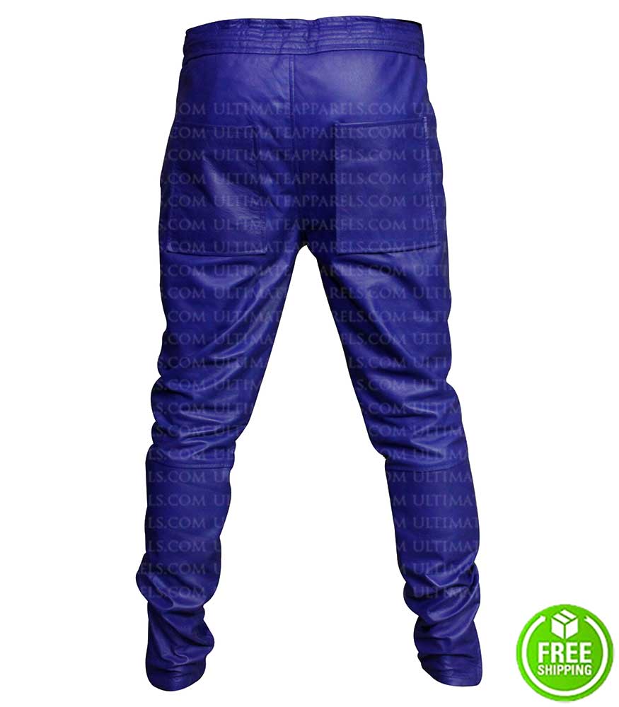 JUSTIN BIEBER BLUE LEATHER TROUSER