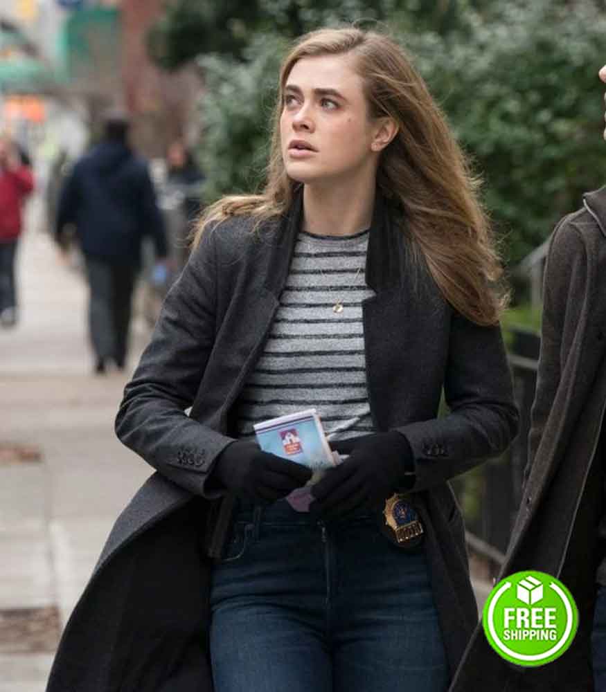 MANIFEST MELISSA ROXBURGH (MICHAELA STONE) BLACK WOOL COAT