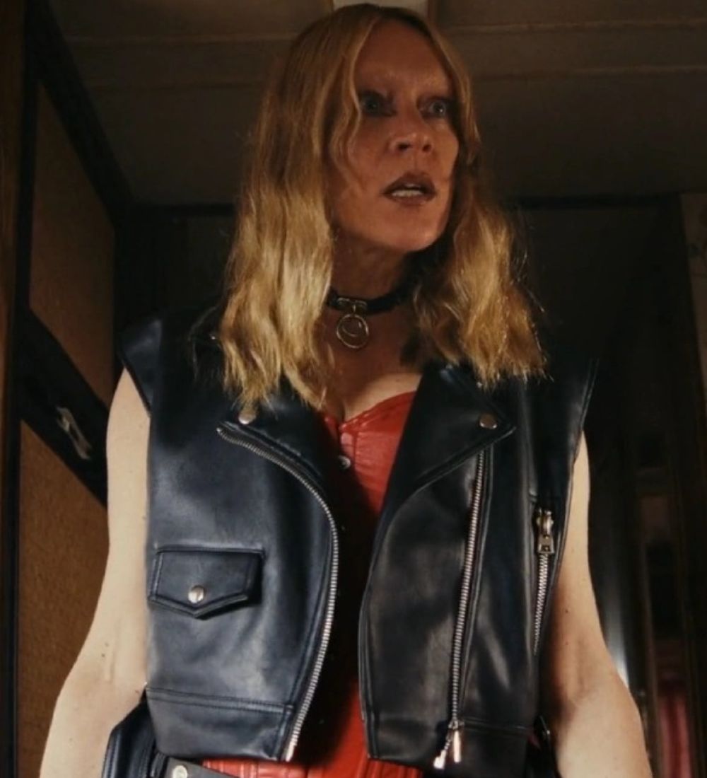 Poker Face 2023 Chloë Sevigny (Ruby Ruin) Black Leather Vest