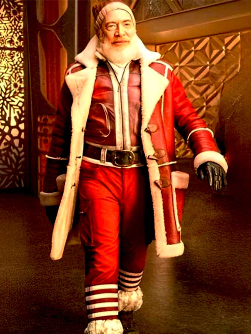 Red One J.k. Simmons Santa Claus Leather Coat