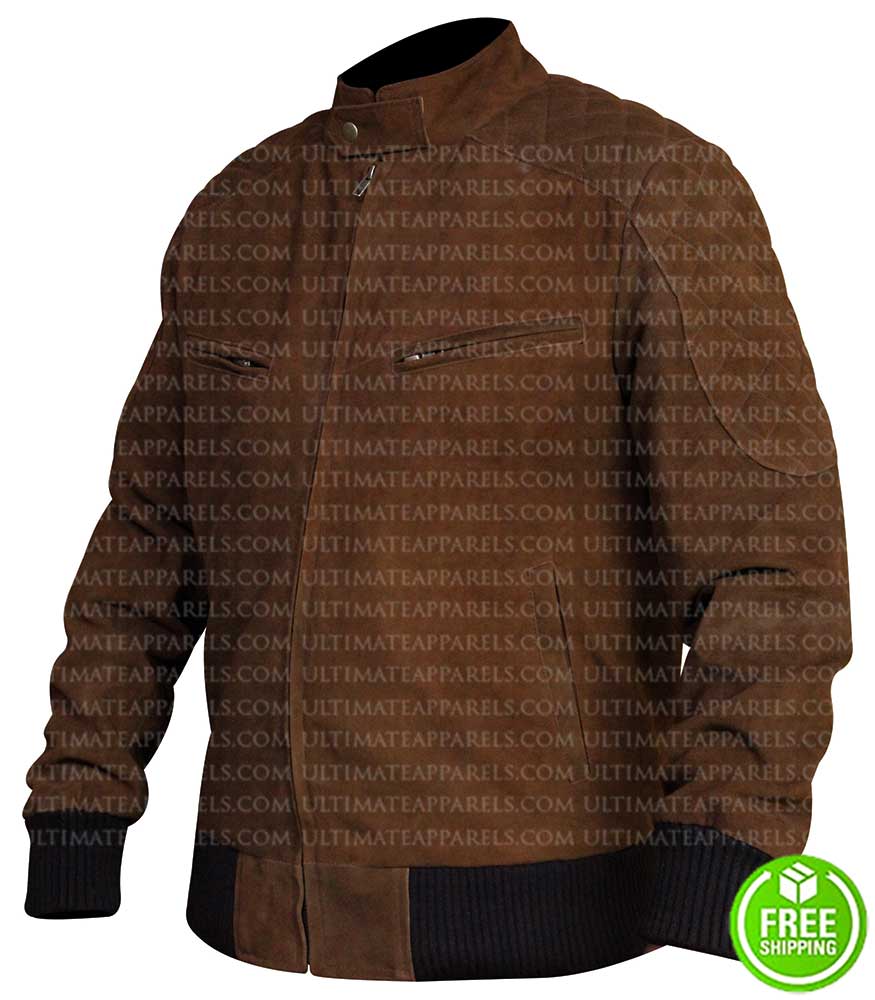 MEN'S SLIM FIT BROWN BOMBER JACKET
