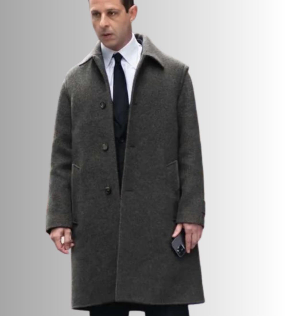 Succession S04 Jeremy Strong (Kendall Roy) Grey Wool Coat