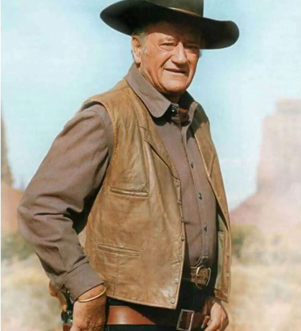 The Cowboys John Wayne (Wil Andersen) Brown Leather Vest