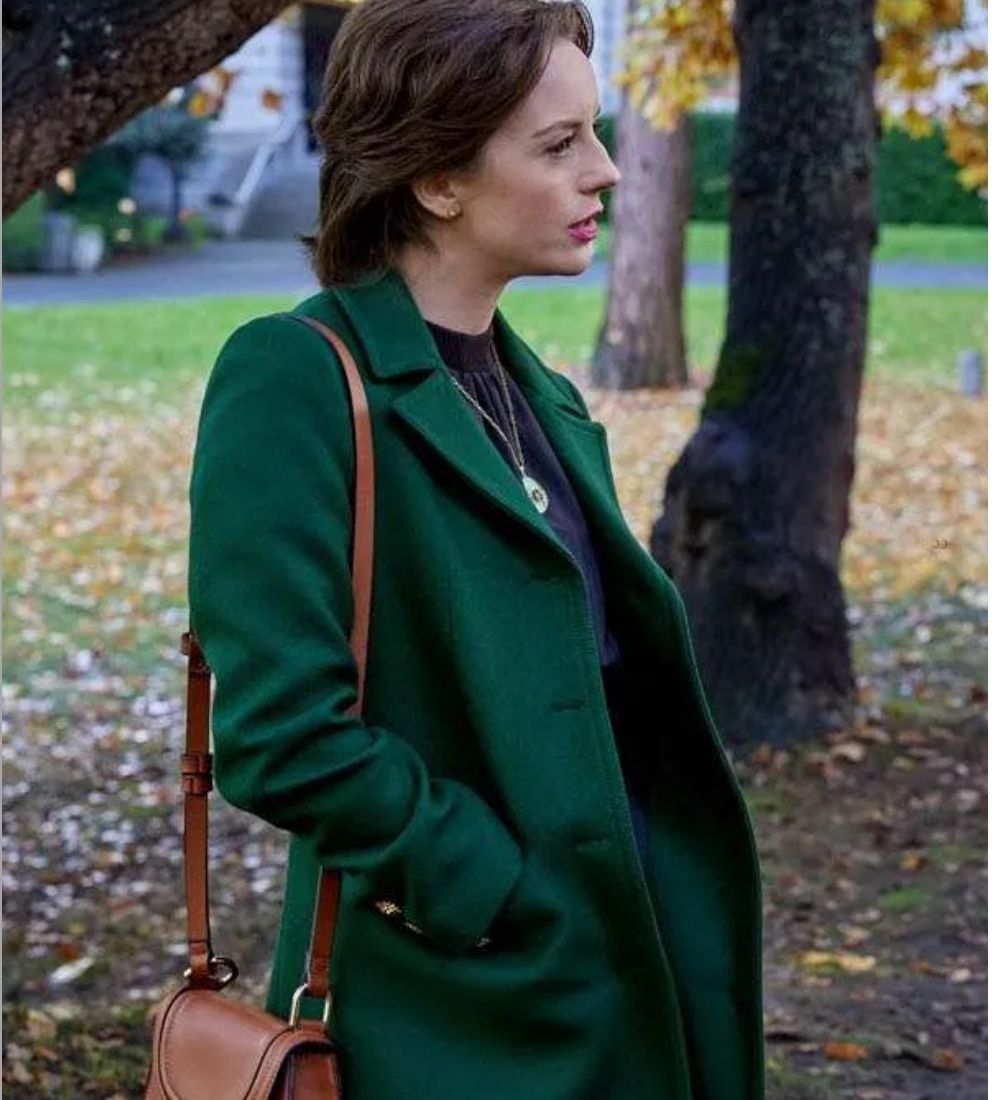The Wedding Veil Inspiration 2023 Kacey Rohl (Lily) green Wool Coat