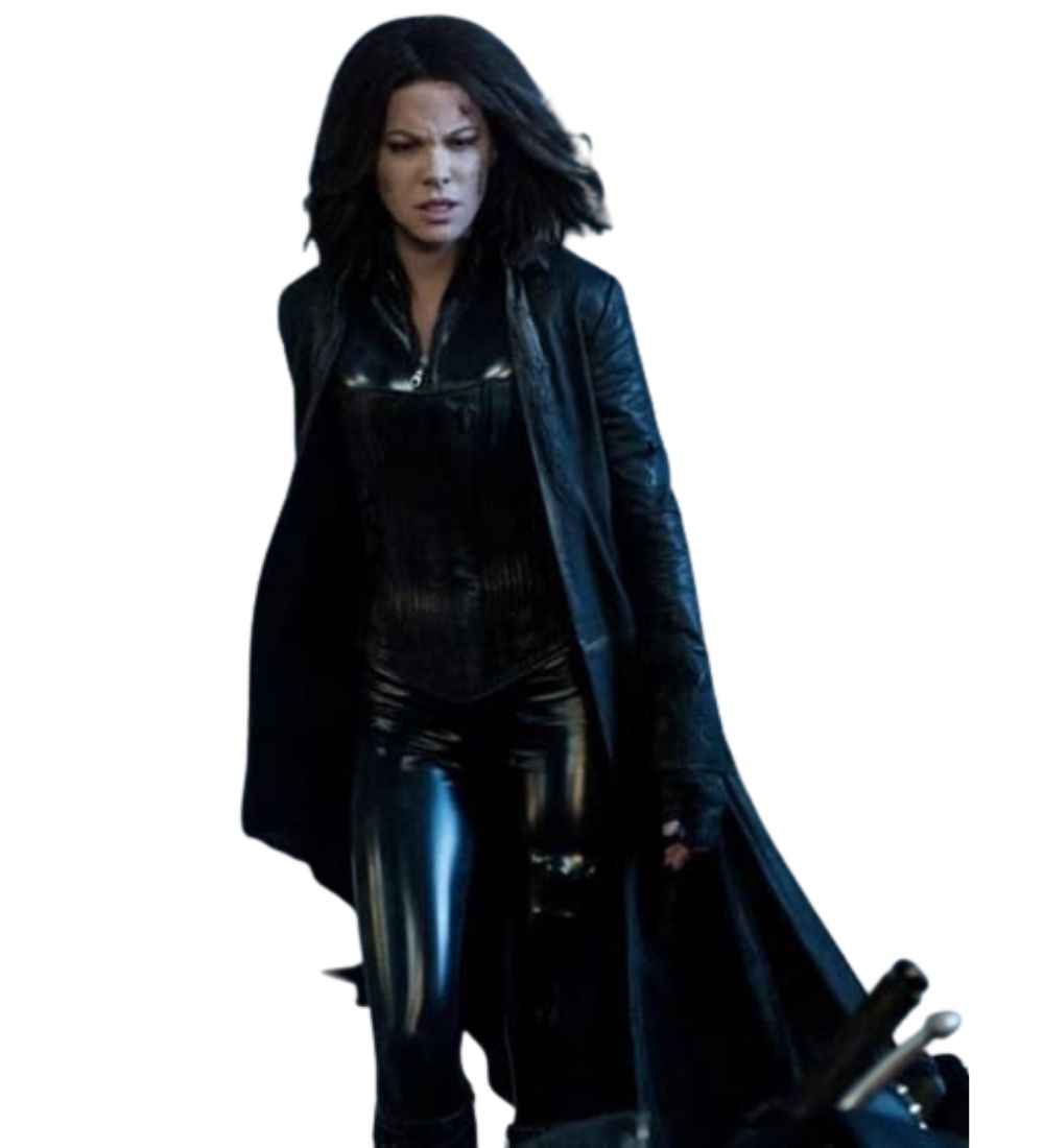 Underworld Awakening Kate Beckinsale (Selene) Black Leather Long Coat