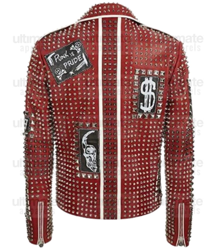 Rock Punk Studded Spike Men’s Motorcycle Leather Jacket