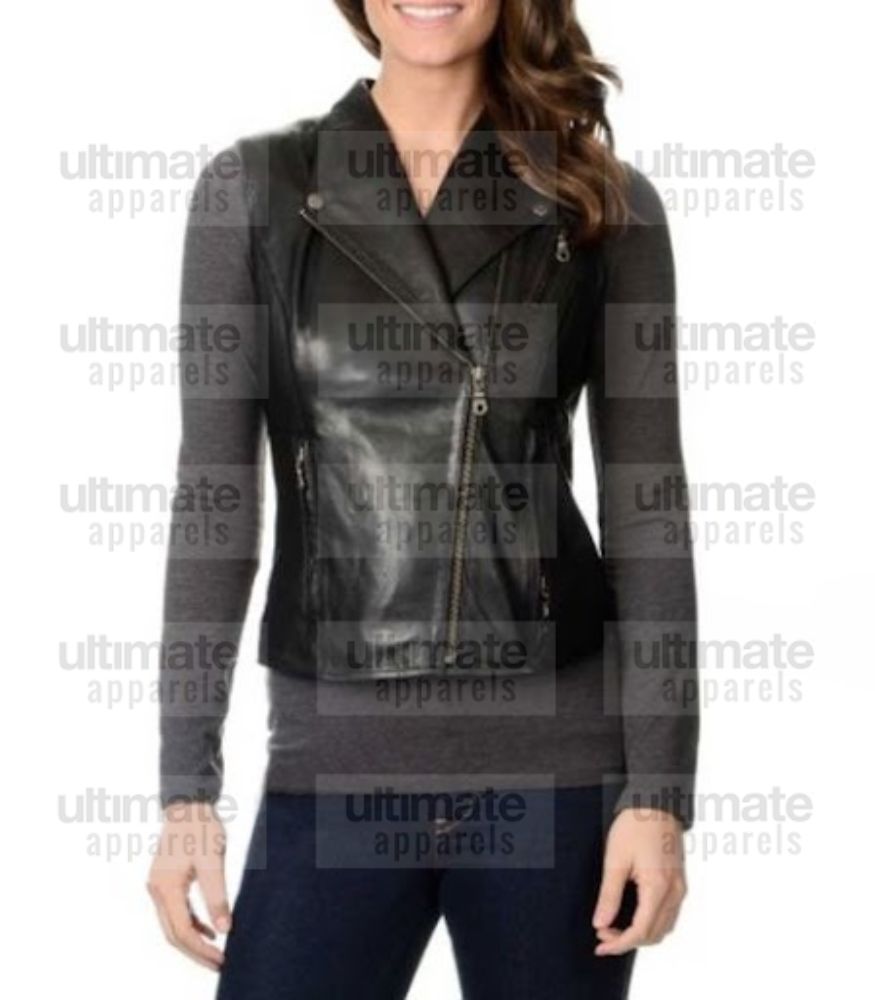 Women's Fashion Black Leather Vest