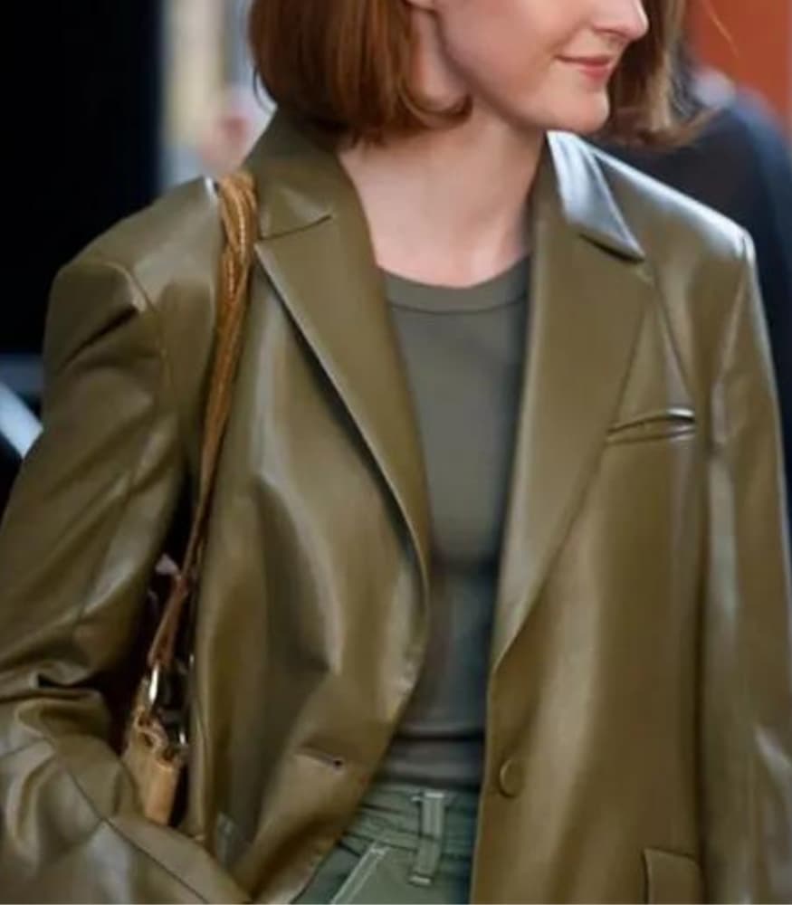 Ingrid A Different Man 2024 Olive Green Leather Blazer