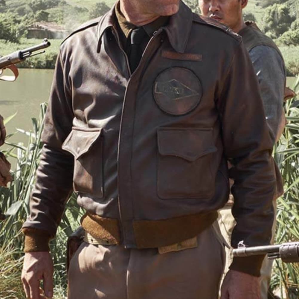 Aaron Eckhart Midway Jimmy Doolittle Brown Leather Jacket