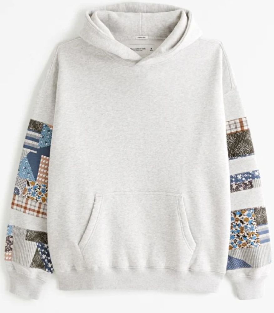 Unisex Abercrombie Patchwork Pullover Hoodie