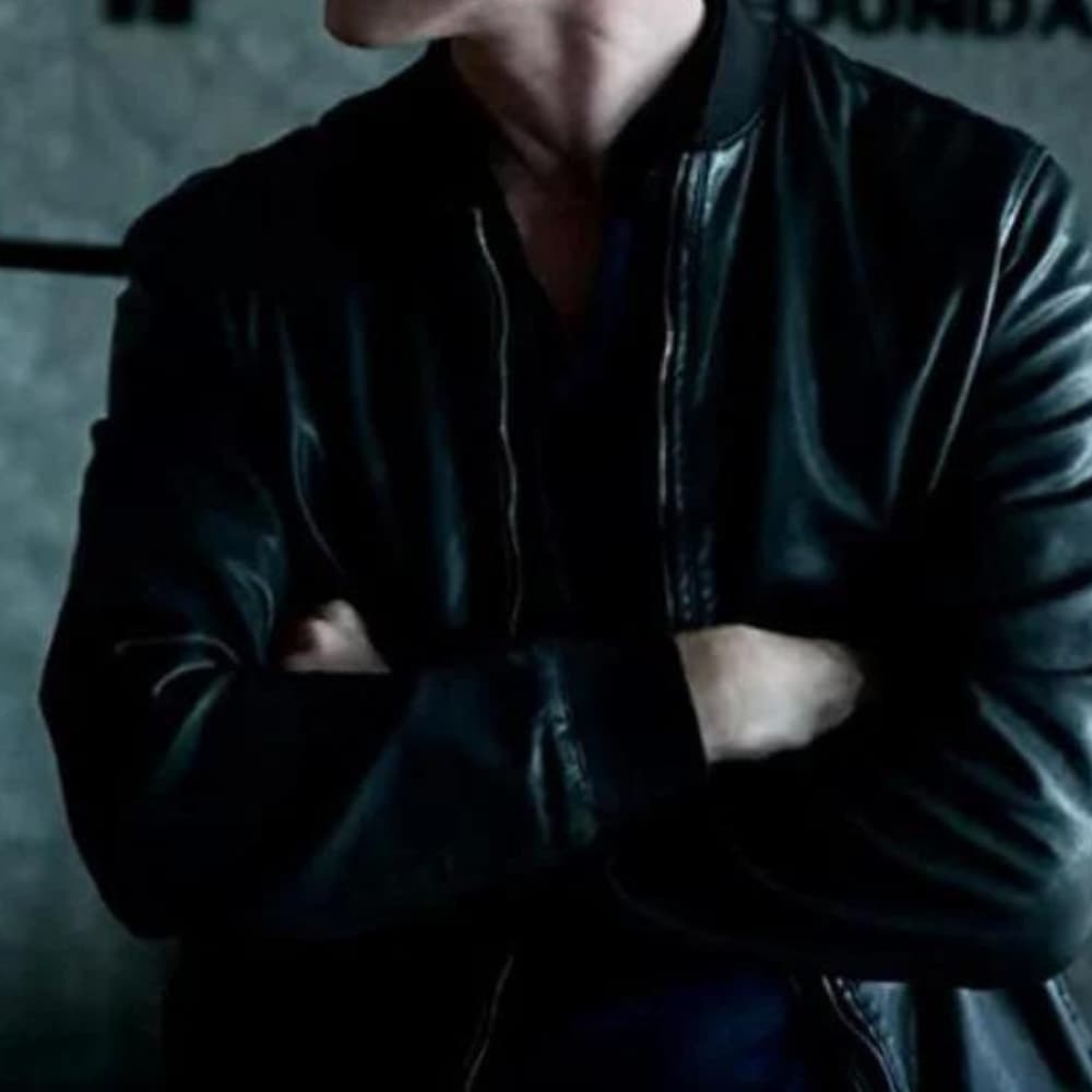Adam Pålsson Young Wallander Black Leather Bomber Jacket