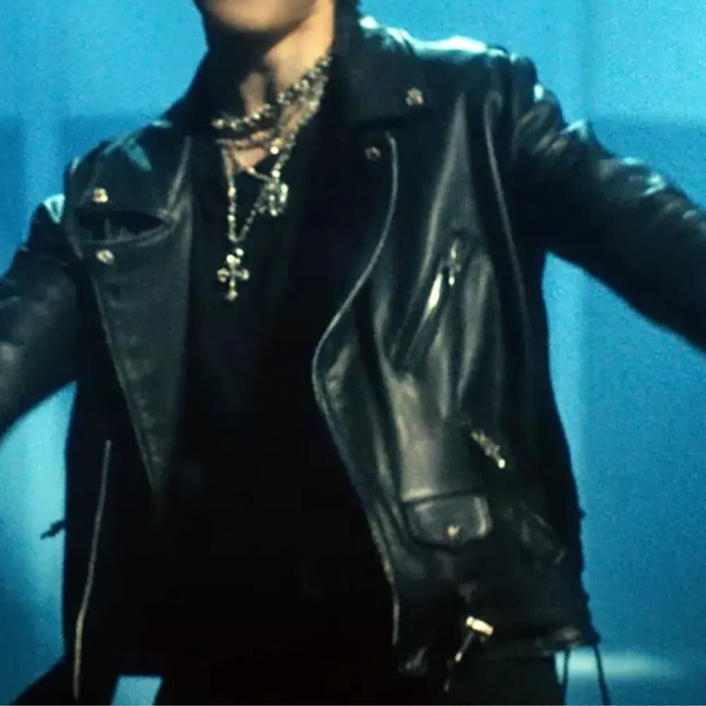 BTS Jimin VIBE Black Leather Jacket