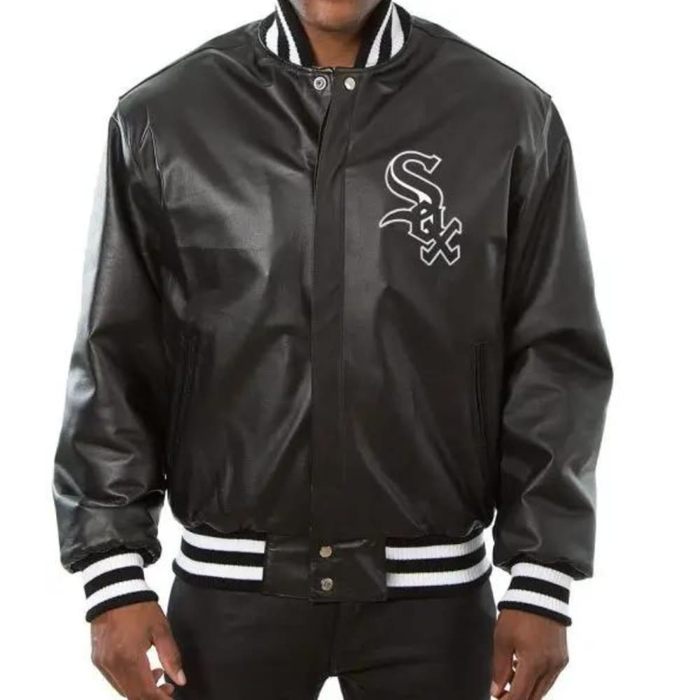 Chicago White Sox Black Leather Bomber Jacket