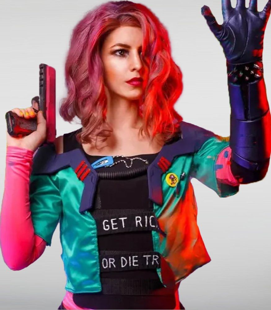 The Cyberpunk 2077 Kitsch Girl Multicolor Cotton Jacket