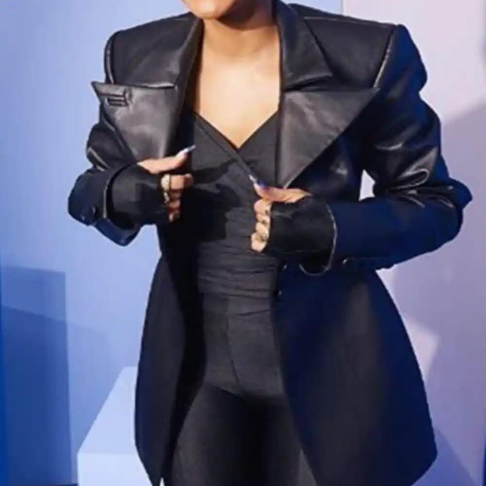 Divinity 2023 Karrueche Tran (Nikita) Black Leather Coat