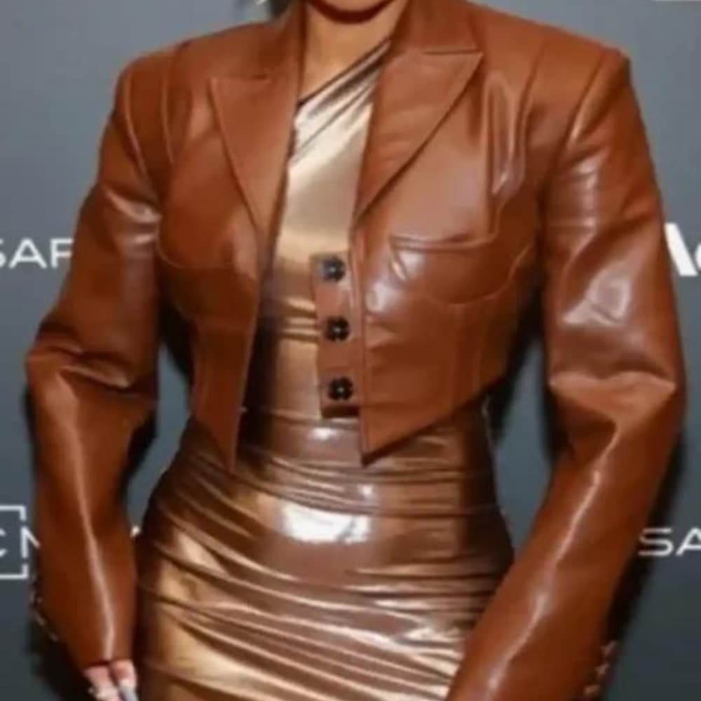 Karrueche Tran Divinity 2023 Nikita Brown Leather Jacket