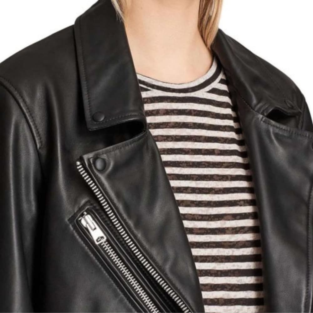 Emily In Paris Camille Black Biker Leather Jacket