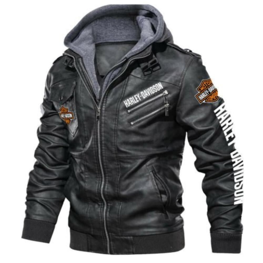 Harley-Davidson Motorcycle Black Hooded Leather Jacket