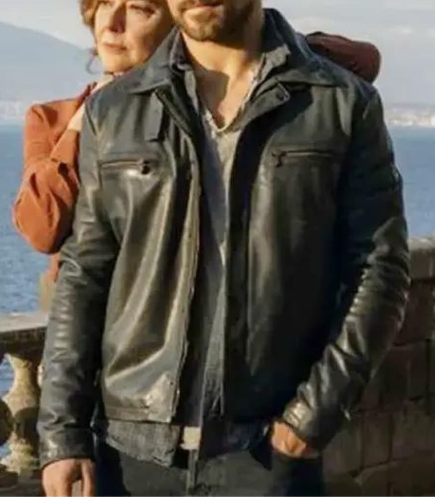 Inganno 2024 Giacomo Gianniotti Black Leather Jacket
