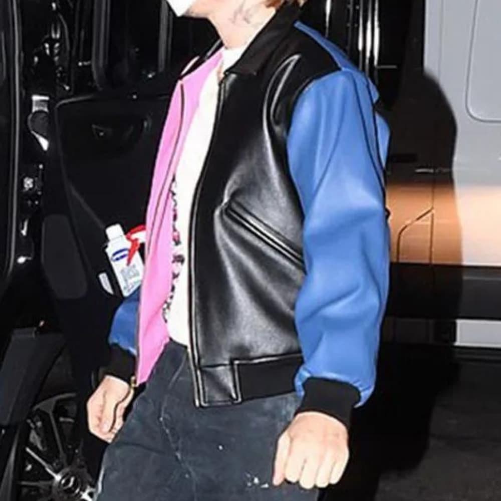 Justin Bieber Tricolor Bomber Leather Jacket