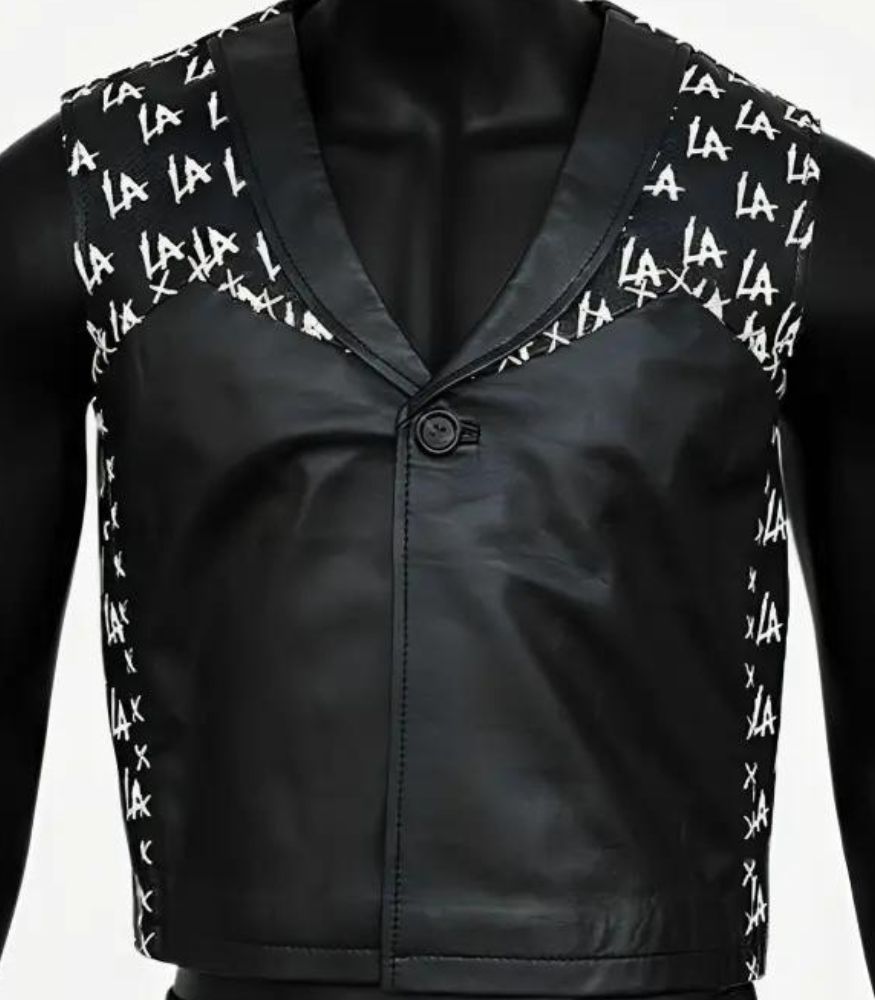 LA Knight WWE Smackdown Black Leather Vest