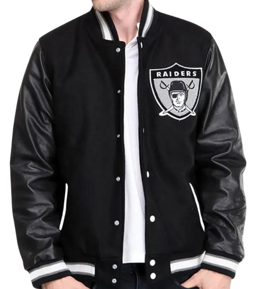 Las Vegas Raiders Black Wool Varsity Jacket