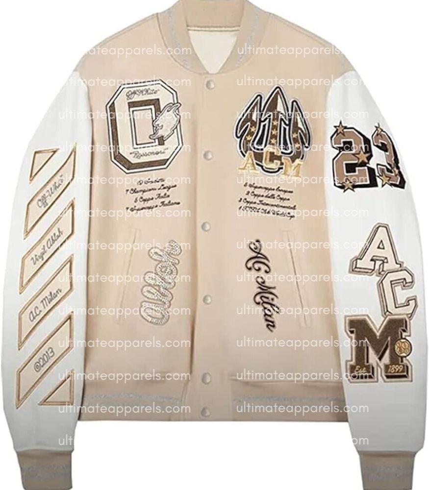 Men AC Milan Off White Bomber Jacket