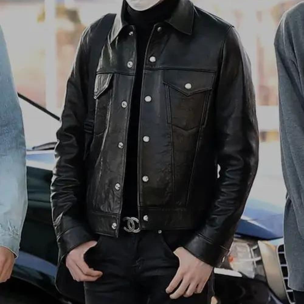 Min Yoongi Suga Black Leather Jacket