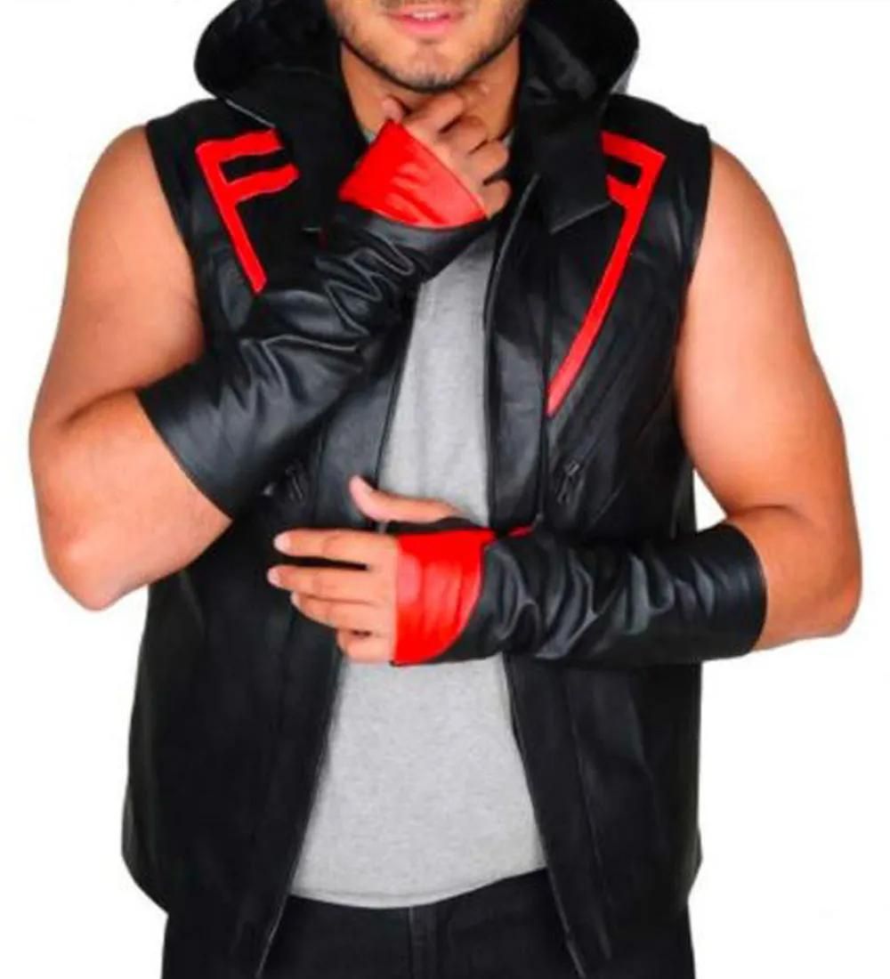 Mirror’s Edge Icarus Black Leather Hoodie Vest