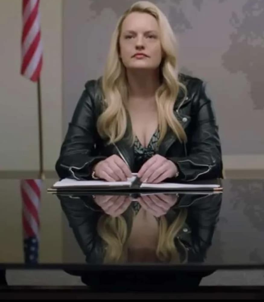 Next Goal Wins Elisabeth Moss Black Leather Jacket
