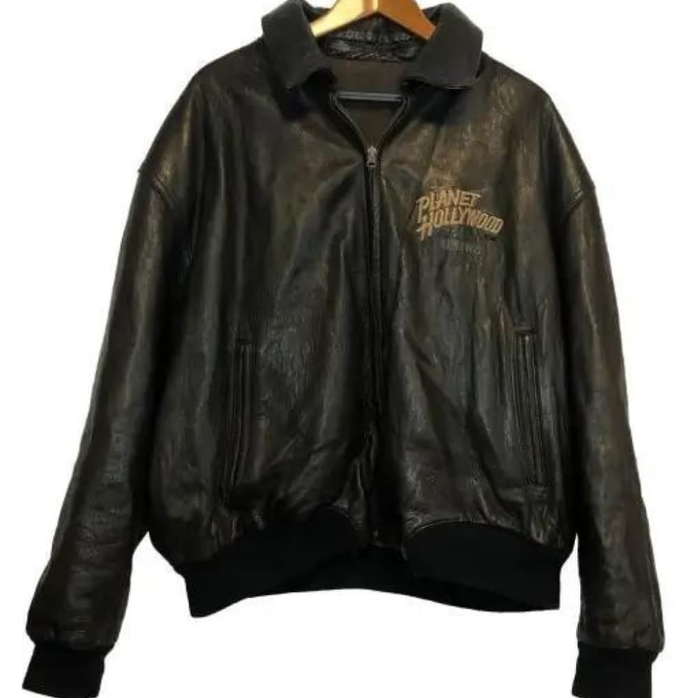 Planet Hollywood Beverly Hills Black Bomber Leather Jacket