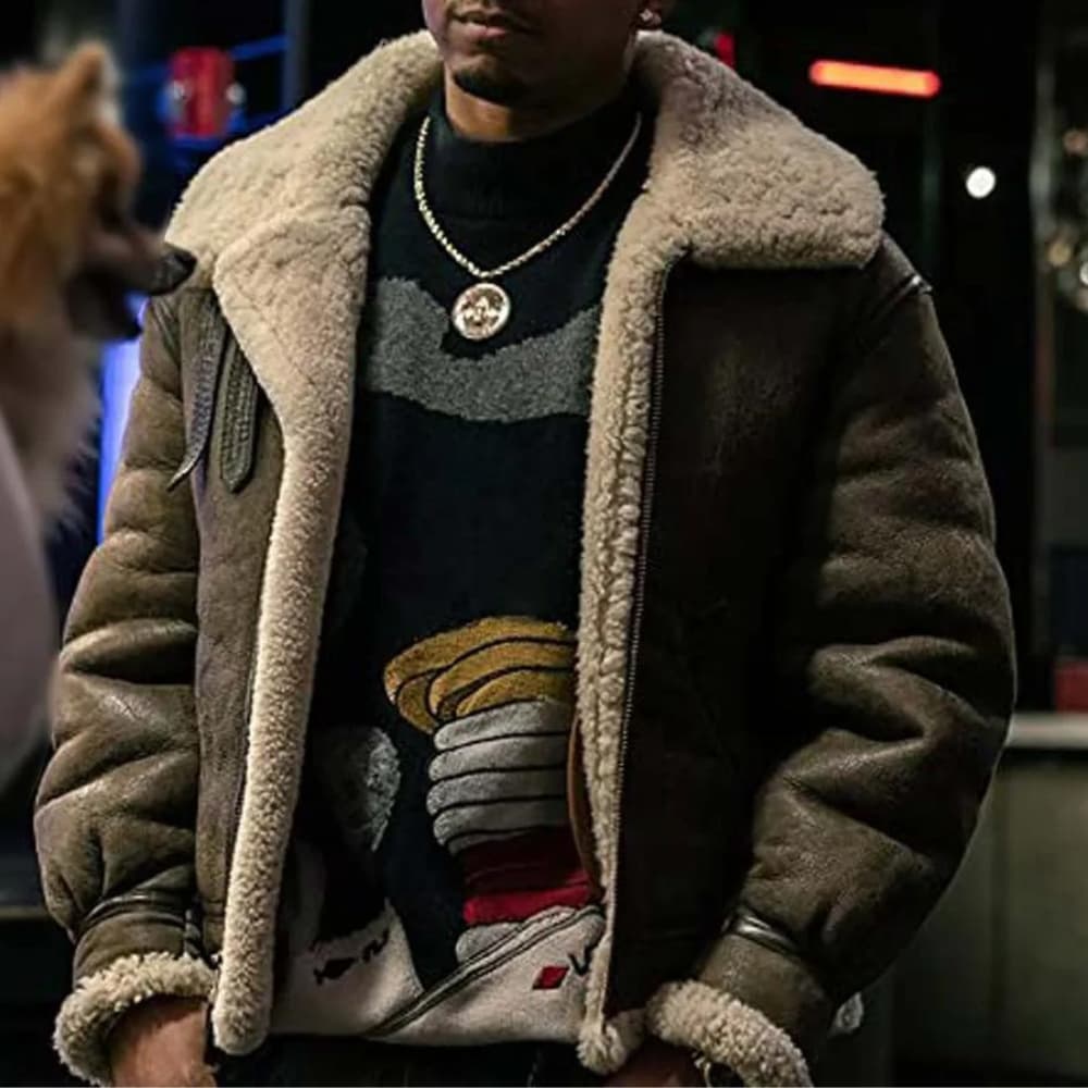 Power Book iii Lou Lou Brown Shearling Leather Jacket