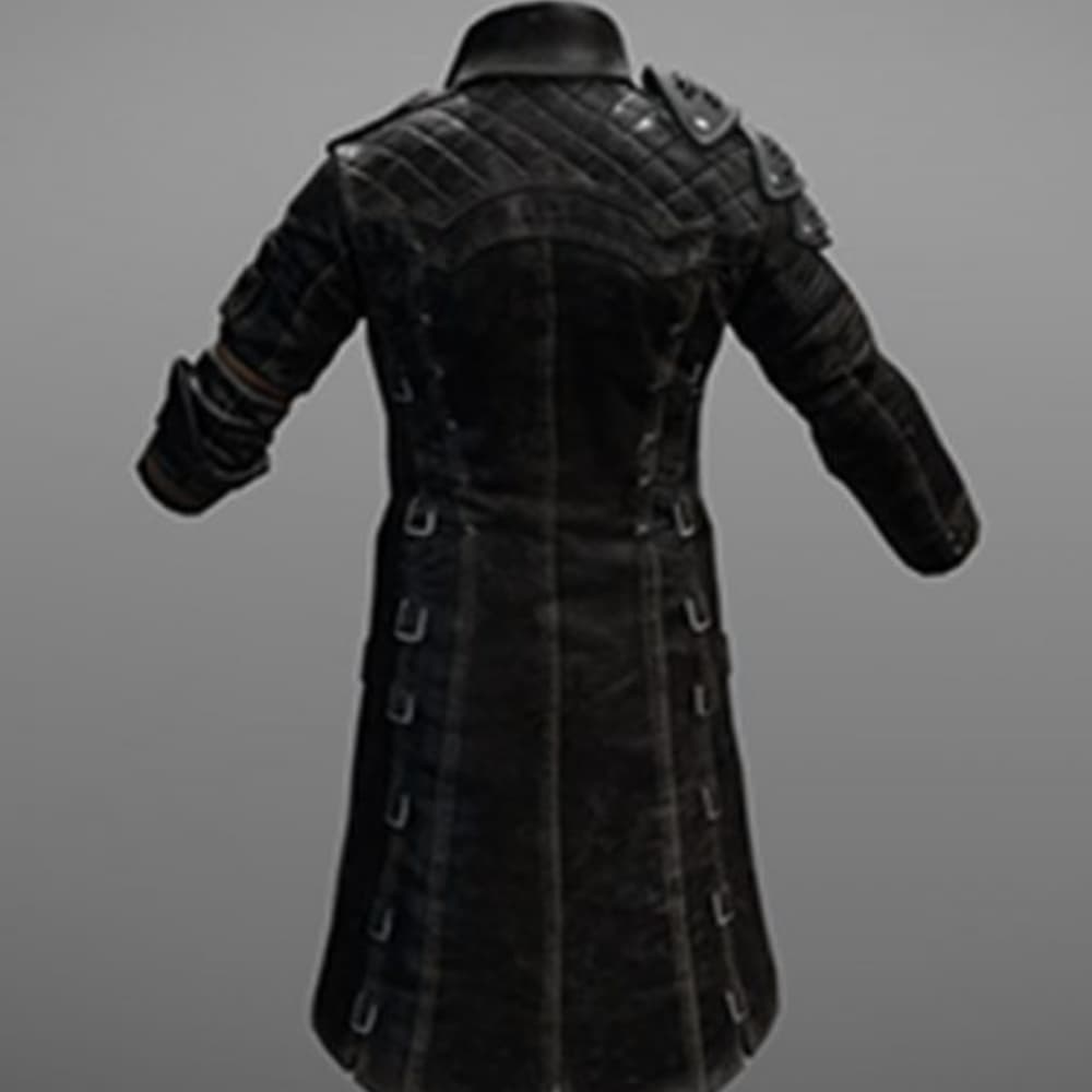 PUBG Black Leather Trench Coat