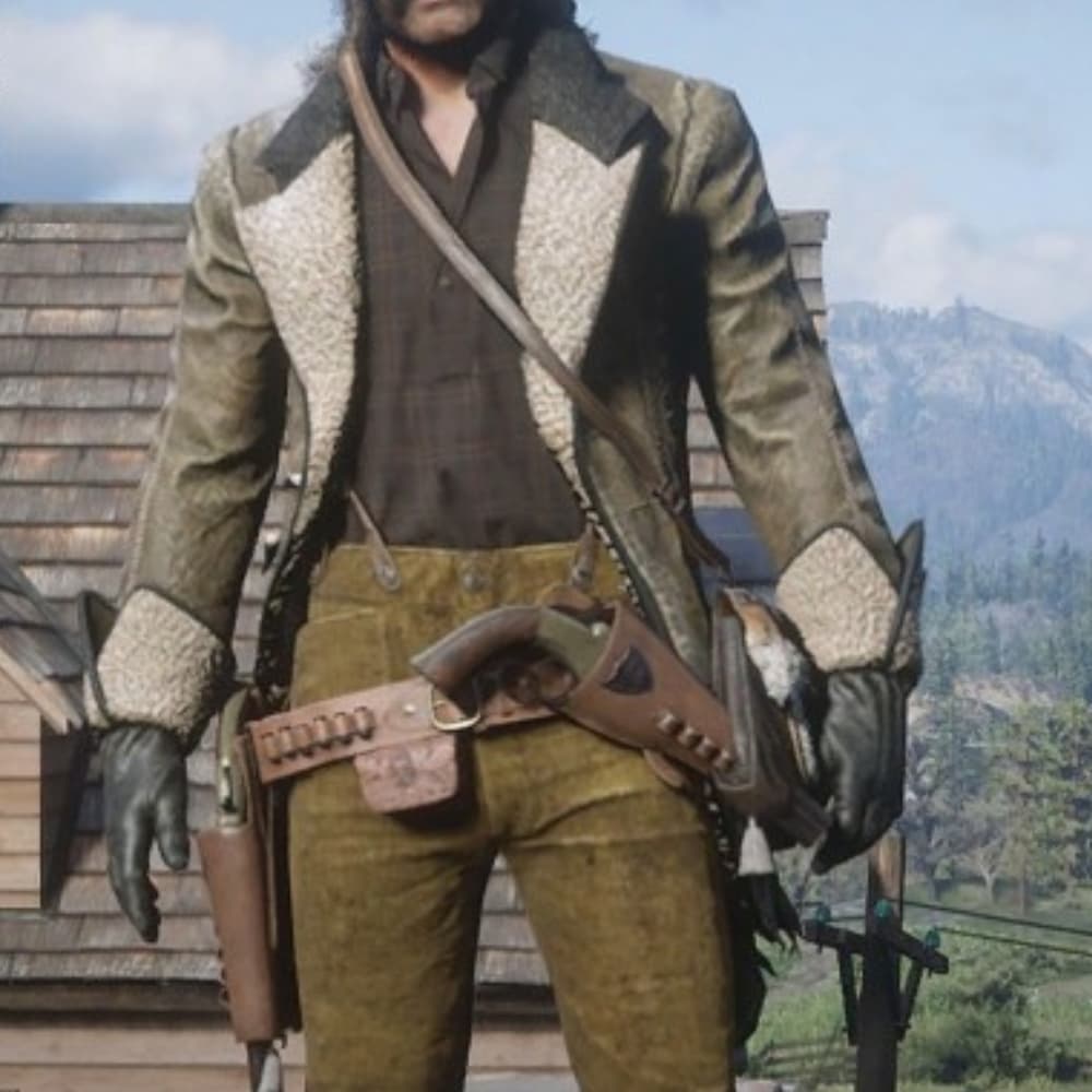 Red Dead Redemption 2 Cougar Cutaway Shearling Leather Coat