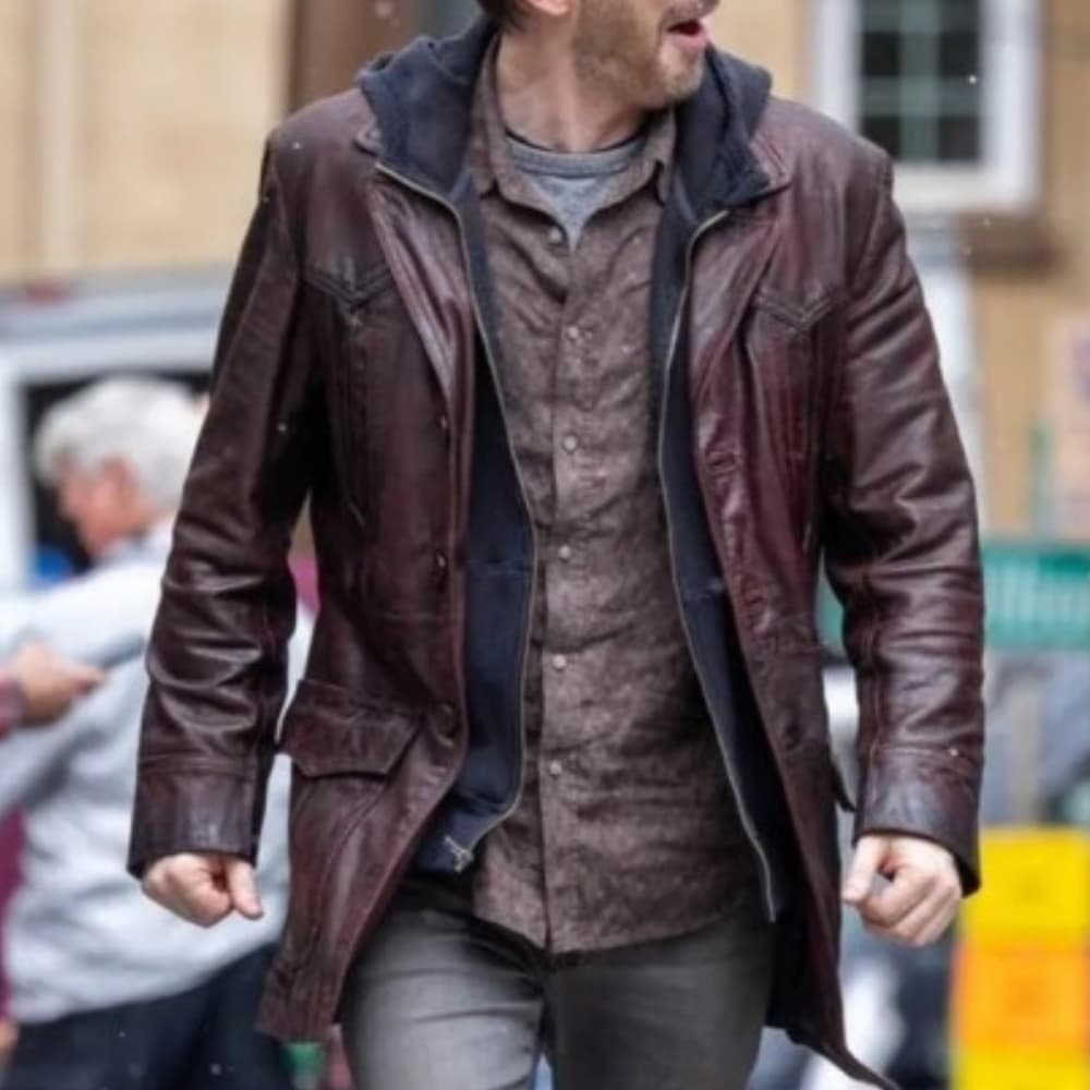 Red One 2023 Chris Evans Brown Leather Jacket