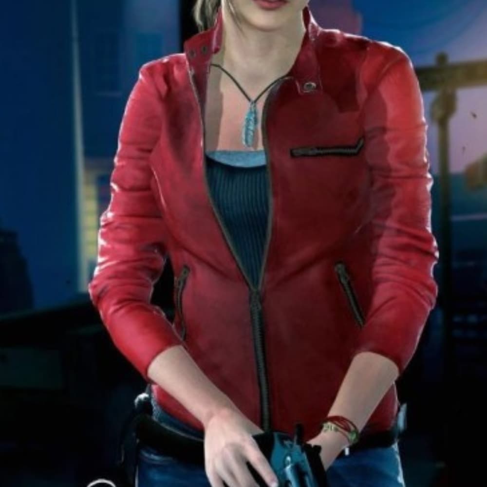 Resident Evil 2 Claire Redfield Red Leather Jacket