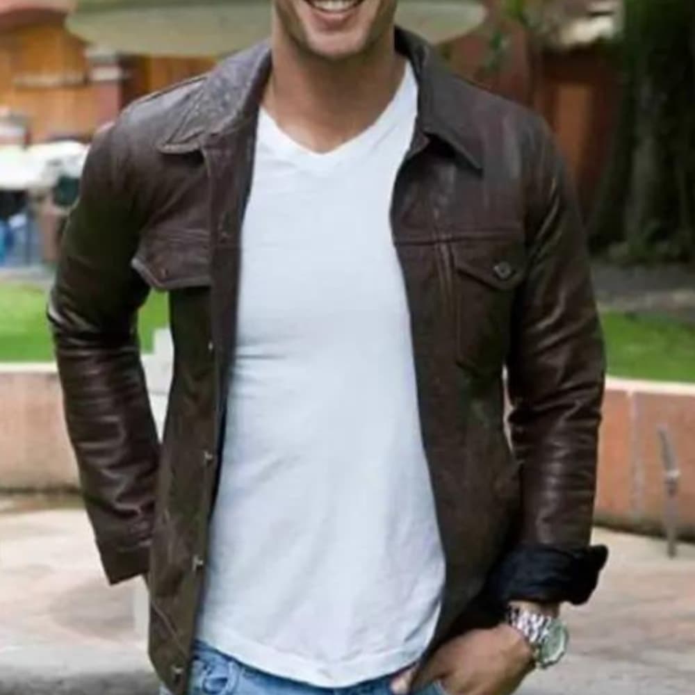 Resident Evil 2022 William Levy Brown Leather Jacket