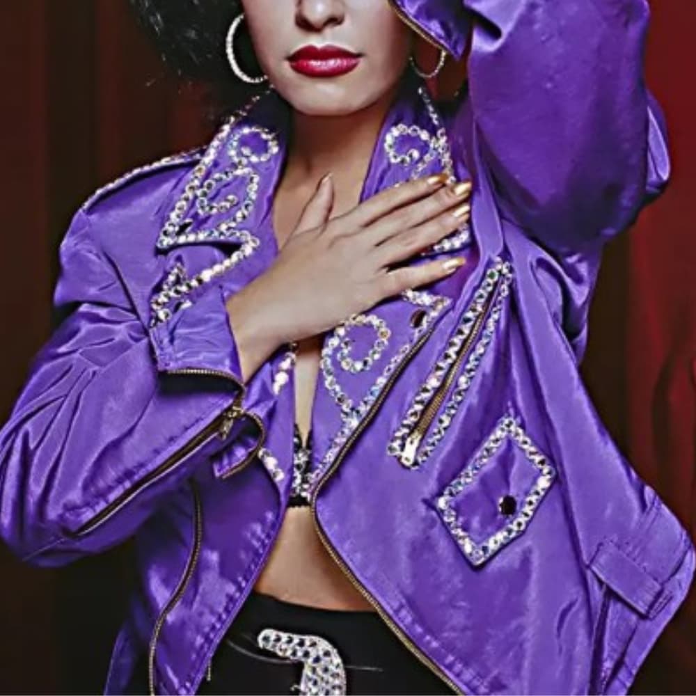 Selena Quintanilla Biker Purple Leather Jacket