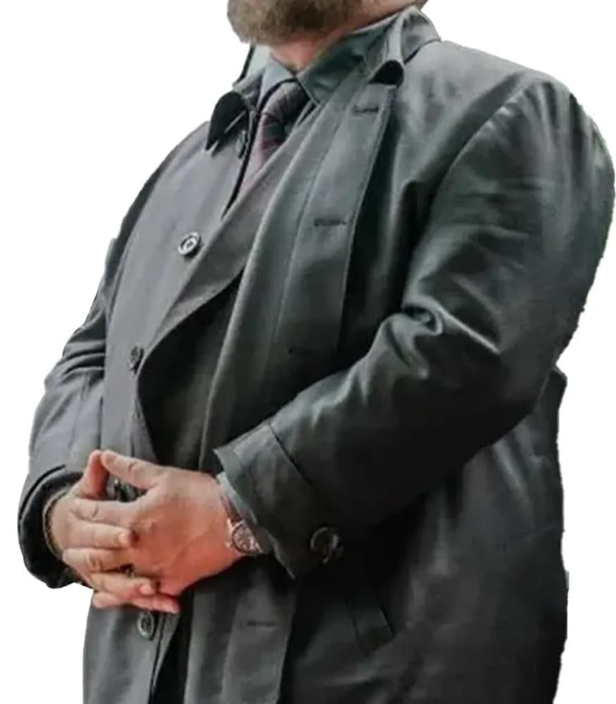 Sleeping Dogs 2024 Russell Crowe Black Leather Coat