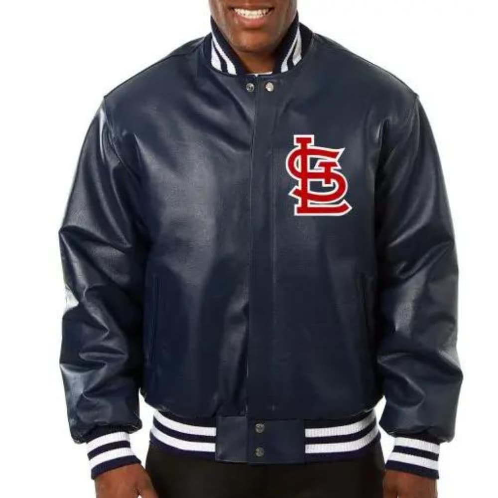 St. Louis Cardinals Navy Leather Bomber Jacket