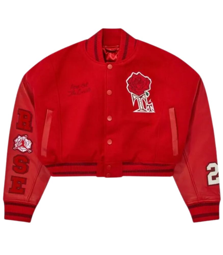 Teyana Taylor Jordan Red Wool Varsity Jacket