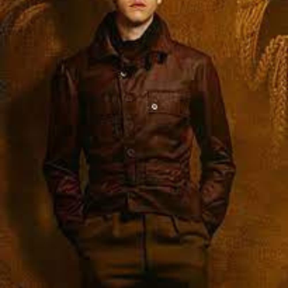The Kings man Harris Dickinson (Conrad Oxford) Brown Leather Coat