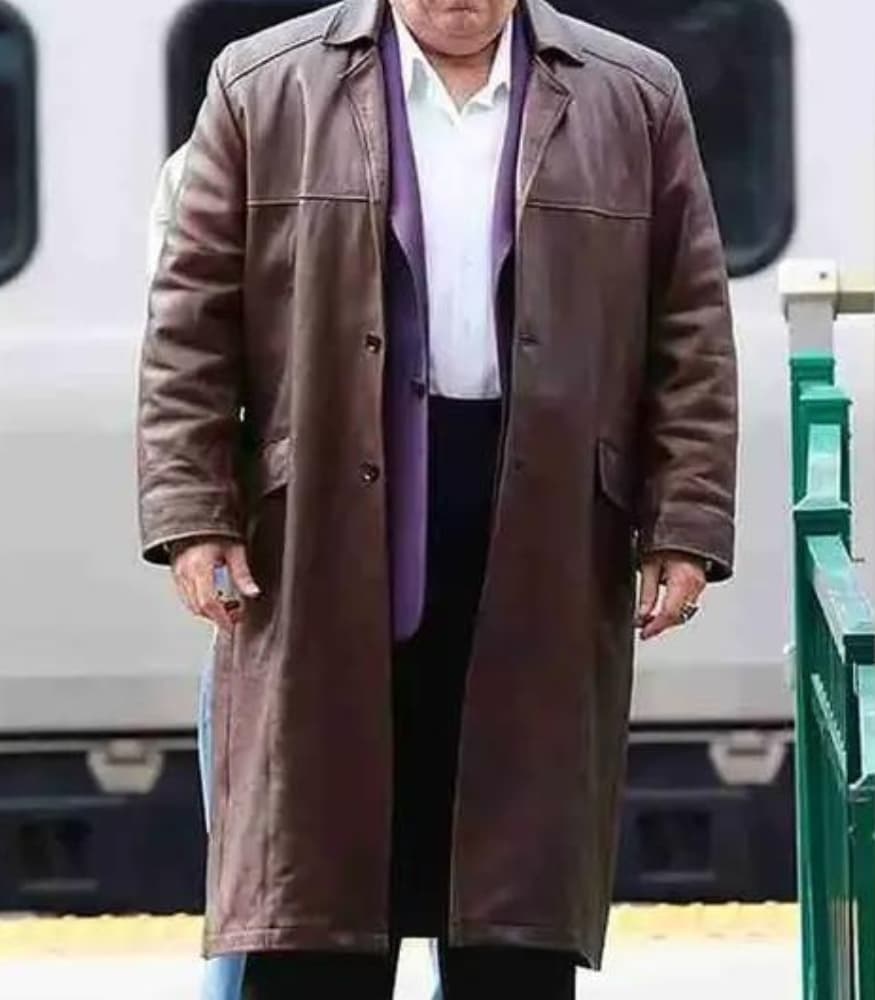 The Penguin 2024 Colin Farrell Brown Leather Trench Coat