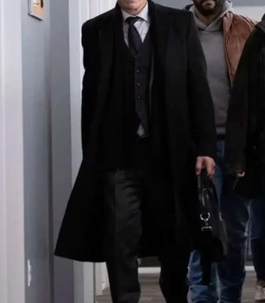 Ben Mendelsohn To Catch a Killer 2023 Black Wool Trench Coat
